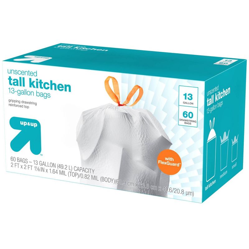 FlexGuard Tall Kitchen Drawstring Trash Bags - Unscented - 13 Gallon - up & up™, 2 of 6