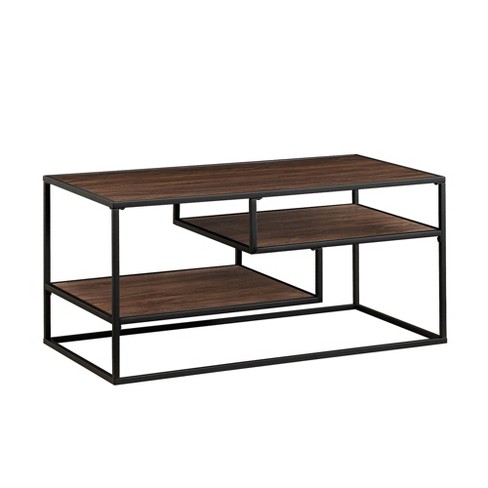 Modern 3 Tier Coffee Table Dark Walnut - Saracina Home: Laminated ...