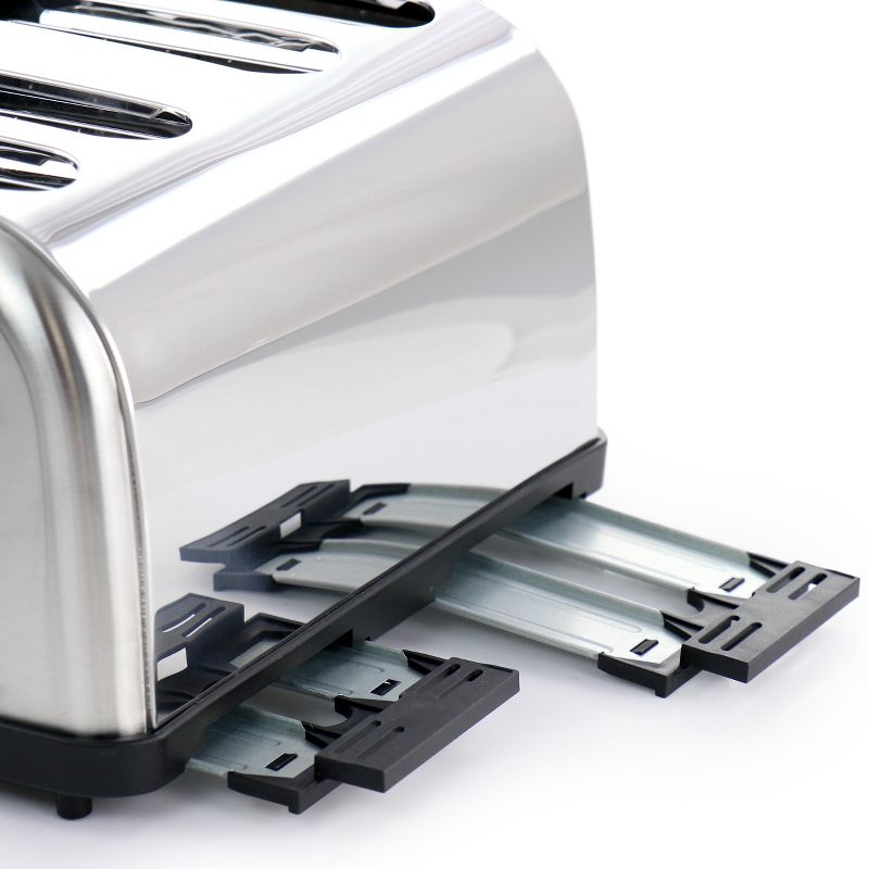MegaChef 4 Slice Wide Slot Toaster with Variable Browning in Silver, 3 of 8
