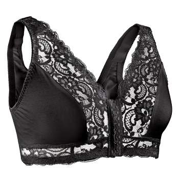 Collections Etc Seamless Lace Butterfly Racerback Bra Large Black Full  Coverage Bras : Target