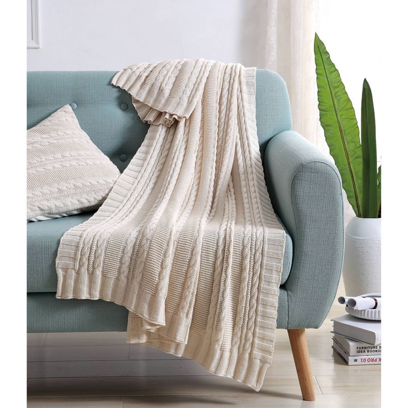 50"x70" Dublin Cable Knit Throw Blanket - VCNY, 3 of 7