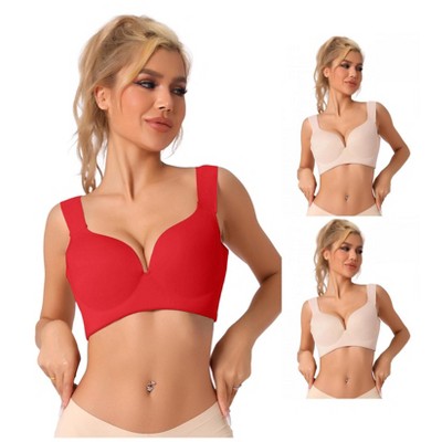 INSPIRE CHIC Women's Wirefree Bra Full Coverage Push Up Vest Bralettes 3 Packs