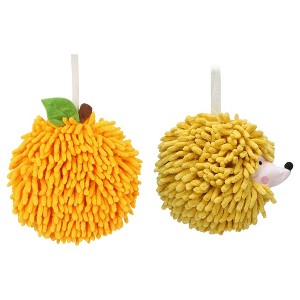 REGALWOVEN 2 Pcs Comfortable Soft Absorbent Chenille Ball Fuzzy Hand Towel for Home Decor - 1 of 4