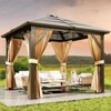 Hardtop Gazebo, Outdoor Polycarbonate Roof Canopy, Heavy Duty Hardtop Pavilion with Netting and Curtains - 3 of 4