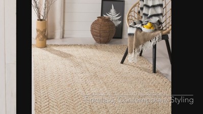 Ivory and Natural Handwoven Jute Area Rug 4' x 6'