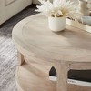 NicBex Traditional Round Coffee Table Large Curved Table with Shelf Wheels 2 Tier Sofa Side Table Center Table for Living Room - 4 of 4