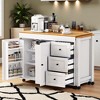 74.8" Kitchen Island with Extendable Dining Table, Rolling Kitchen Cart with 3 Drawers, 2-Door Cabinet, USB, Spice Rack, Adjustable Storage - 2 of 4