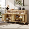 Rattan Storage Cabinet with Doors and Shelves, Multifunction Sideboard Cabinet for Kitchen, Dining Room or Living Room–The Pop Home - 3 of 4