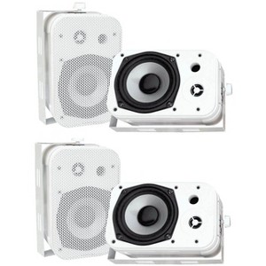 Pyle PDWR40W 5.25" White Indoor/Outdoor Waterproof Home Theater Speakers, 2 Pair - 1 of 4