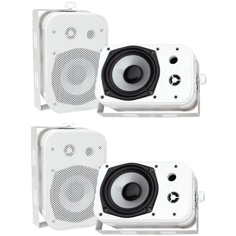 Pyle PDWR40W 5.25" White Indoor/Outdoor Waterproof Home Theater Speakers, 2 Pair, 1 of 7
