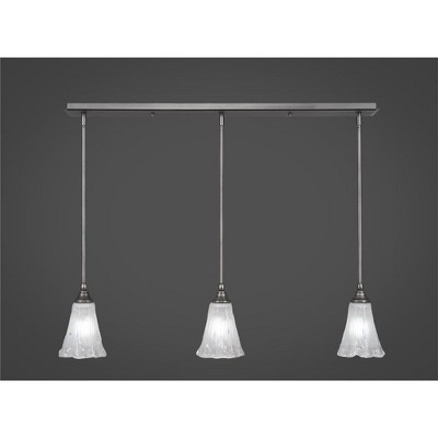 Toltec Lighting Any 3 - Light Chandelier in  Brushed Nickel with 5.5" Fluted Frosted Crystal Shade