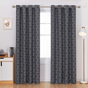 Deconovo Foil Geometric Blackout Curtains, 2 Panels, Grommet Top - 1 of 4