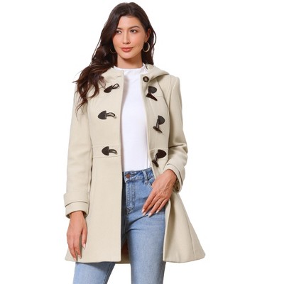 INSPIRE CHIC Women's Winter Trench Mid-thigh Hooded Toggle Duffle Pea Coat with Pockets