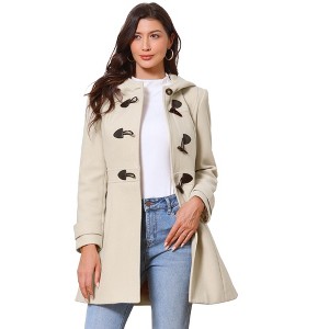INSPIRE CHIC Women's Winter Trench Mid-thigh Hooded Toggle Duffle Pea Coat with Pockets - 1 of 4