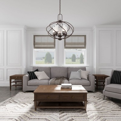 Olde Bronze 5-Light Chandelier with Hand Blown Satin White Glass
