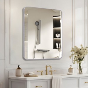 Spassway Vanity Bathroom Mirror for Wall Metal Framed Rounded Square Modern Mirrors for Over Sink Farmhouse Hang Horizontally or Vertically - 1 of 4