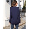 Women's Long Sleeve Tunic Tops - Plus Size Square Neck T-Shirt with Solid Color and Fall Lace Blouse,Navy - M - 2 of 4