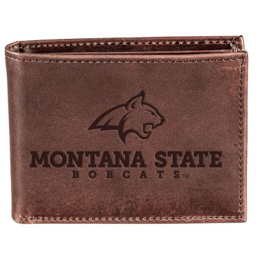 Evergreen NCAA Montana State Bobcats Brown Leather Bifold Wallet Officially Licensed with Gift Box