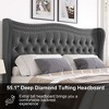 NicBex Full/King Upholstered Bed Frame with Velvet Tufted Headboard and Footboard,Wingback Headboard with Double Nail Design,Under Bed Storage - 3 of 4