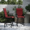 Merrick Lane Set of 2 Brett High Back Bar Height Swivel Patio Stools with Powder Coated Metal Frames and Textilene Upholstery - 2 of 4