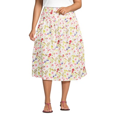 Lands' End Women's Poplin Drop Waist Midi Skirt