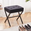 SEVOBAL Ottomans and Benches Upholstered Tufted Vanity Stool with Metal Legs Modern Footstool Seat for Bedroom Living Room, Black, - 3 of 4