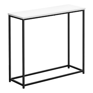 Monarch Specialties Accent Table Console Entryway Narrow Sofa Living Room Bedroom White Laminate Black Metal Contemporary Modern - 1 of 4