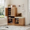 ORRD Shoe Storage Cabinet with Bench & 10 Compartments - Adjustable Shoe Rack Organizer with Cushion for Entryway, Oak - 2 of 4