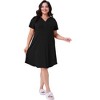 Agnes Orinda Women's Plus Size V Neck Button Ruffle Short Sleeve Midi Length Nightgowns - 3 of 4