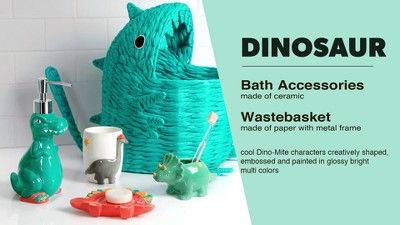 Dinosaur Ceramic 4-Piece Kids' Bathroom Accessory Set