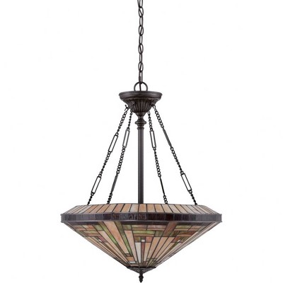 Stephen Vintage Bronze and Glass 4-Light Pendant