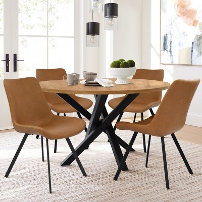 Kourtney Modern Custom-made Faux Leather Side Chair With Black Legs (Set of 4) - The Pop Home