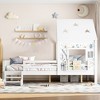 KWPZQEB House Shape Bed fot kids, Montessori Bed with Guardrails & Ladder, Solid Wood Bed-Frame with Bookcase & Blackboard, No Box Spring Needed - 3 of 4