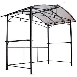 8x5ft Metal Grill Gazebo With Steel Hardtops Side Shelves Easy Assembly UV-Resistant Canopy BBQ Shelter For Outdoor - 1 of 4
