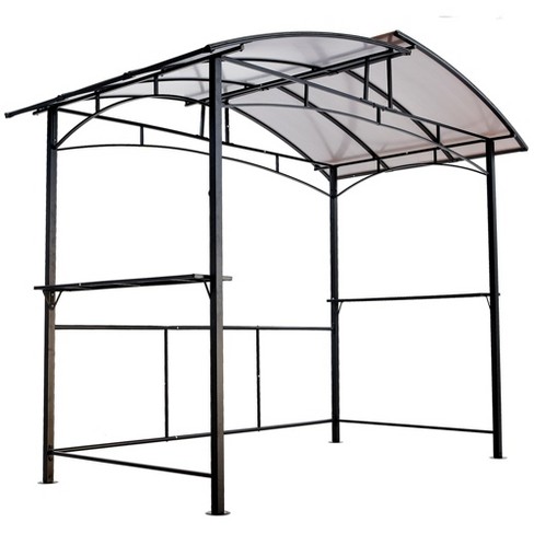 8x5ft Metal Grill Gazebo With Steel Hardtops Side Shelves Easy Assembly ...