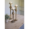Candle Stands, 22"H Antique Brass Finish Metal Holders, Traditional Gold Decor, Set of Three by Kalalou - 2 of 3