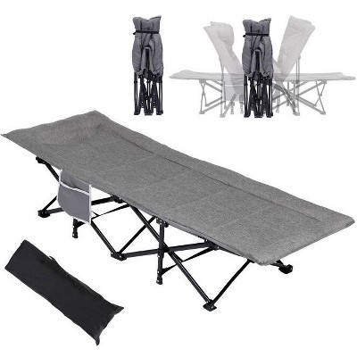 Gray Heavy Duty Folding Camping Cot with Padded Cushion