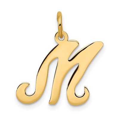 Black Bow Jewelry 14k Yellow Gold, Sophia Collection, Small Script Initial M Pendant