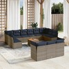 vidaXL 14 Piece Patio Sofa Set with Cushions - Gray Poly Rattan - 2 of 4