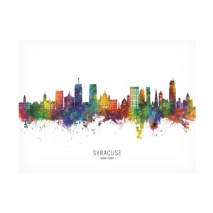 Trademark Fine Art Michael Tompsett 'Syracuse New York Skyline Named' Canvas Art - 1 of 4