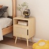 SEVOBAL Nightstands, Rattan Nightstand with Door, Open Shelf, and Solid Wood Legs for Bedroom and Small Spaces, Oak, 15.75"*11.81"*22.83" - 4 of 4