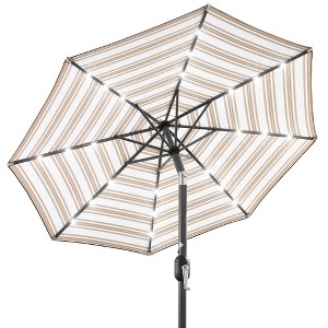 Best Choice Products 10ft Solar LED Lighted Striped Patio Umbrella w/ Crank, Tilt, Push Button, 6 Ribs - 1 of 4