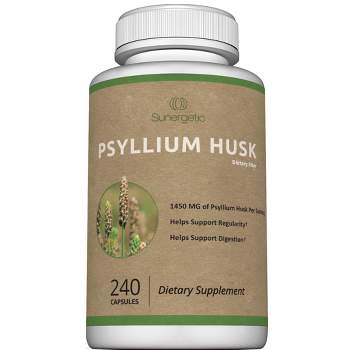 Sunergetic Psyllium Husk Supplement - Support Digestion, Intestinal Health & Regularity - 240 Psyllium Husk Fiber Capsules