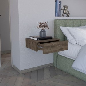 TIRAMISUBEST 5" Floating Nightstand with Wheels - Dark Brown Mobile Storage Cabinet for Bedroom or Office - 1 of 4