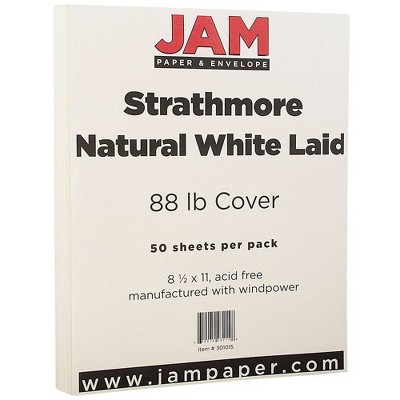 JAM Paper Strathmore 88lb Cardstock 8.5 x 11 Natural White Laid - 50 Sheets