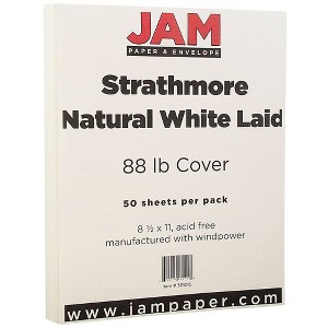 JAM Paper 8.5"x11" Strathmore Cardstock 88lb 50 Sheets Natural White Laid - 1 of 3