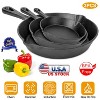 Angel Sar 3-Piece Pre-Seasoned Cast Iron Skillet Set, 6/8/10 Inch Non-Stick Oven Safe Skillets, Indoor/Outdoor Frying Pans - 2 of 4