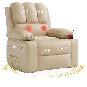 Recliner Chair with Heat and Massage - 360° Swivel&Faux Leather Rocking Chair with Cup Holder for Living Rooms, Bedrooms - 1 of 4