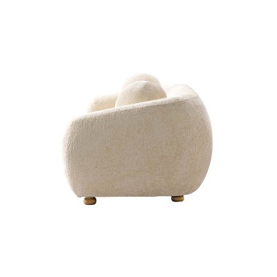 Tribeca 86" Cream Chenille Sofa with Birch Wood Frame