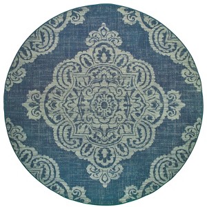 Oriental Weavers Marina 5929B Navy/ Grey Indoor/Outdoor Area Rug - 7'10" Round - 1 of 4